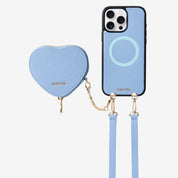 Heart Design Kit- Detachable Wireless Charging Crossbody Wallet Phone Case Pouch Set - iPhone 14 Pro Max