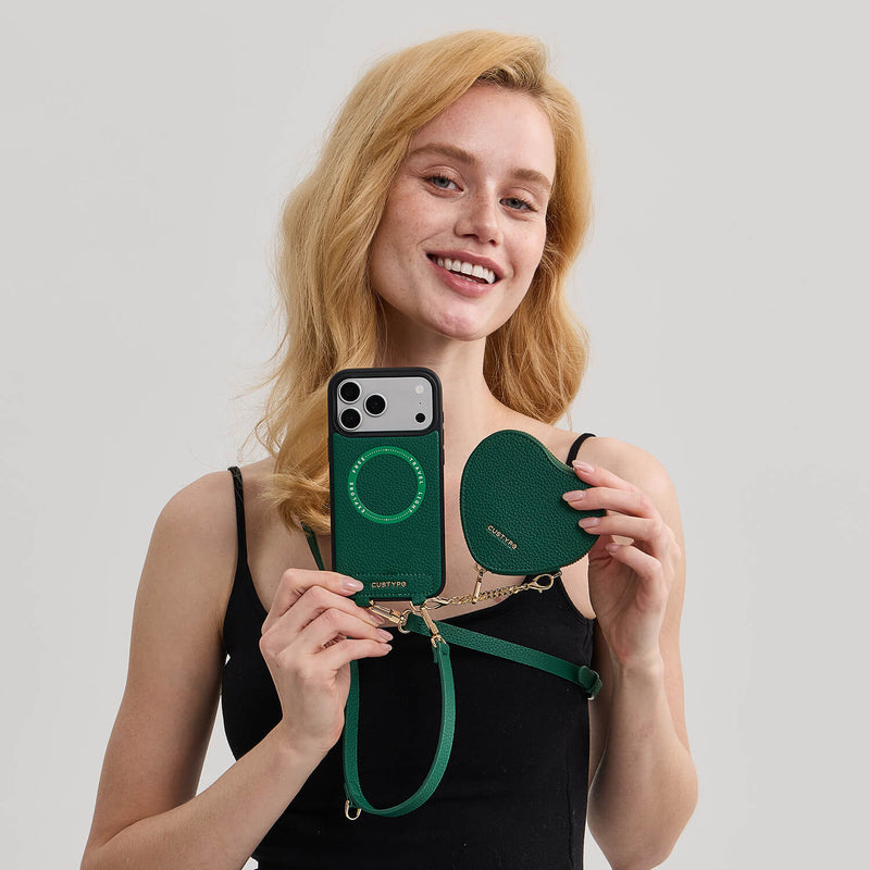 Heart Design Kit- Detachable Wireless Charging Crossbody Wallet Phone Case Pouch Set-Mobile Phone Cases-Custype