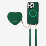 Heart Design Kit- Detachable Wireless Charging Crossbody Wallet Phone Case Pouch Set - iPhone 14 Pro Max