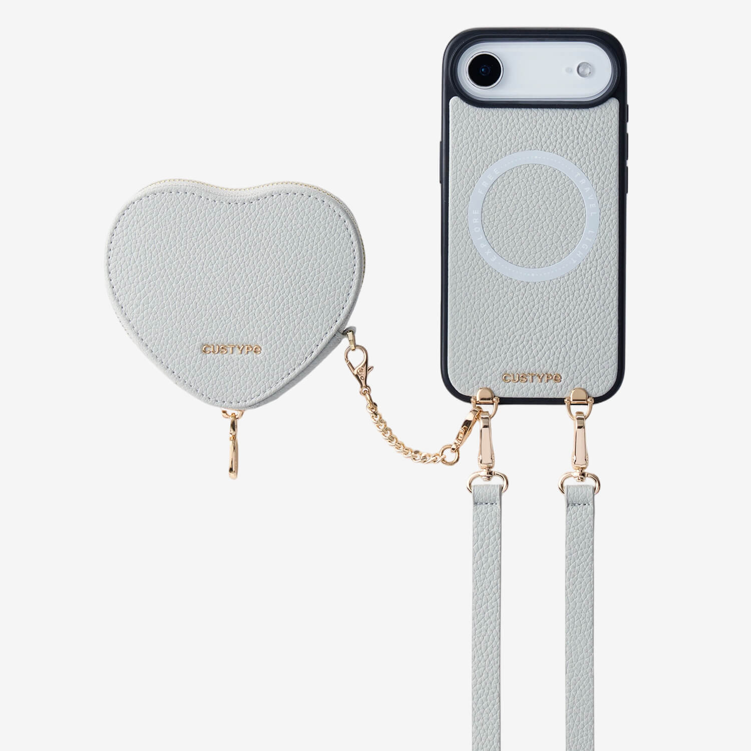 Heart Design Kit- Detachable Wireless Charging Crossbody Wallet Phone Case Pouch Set - iPhone 17 Air