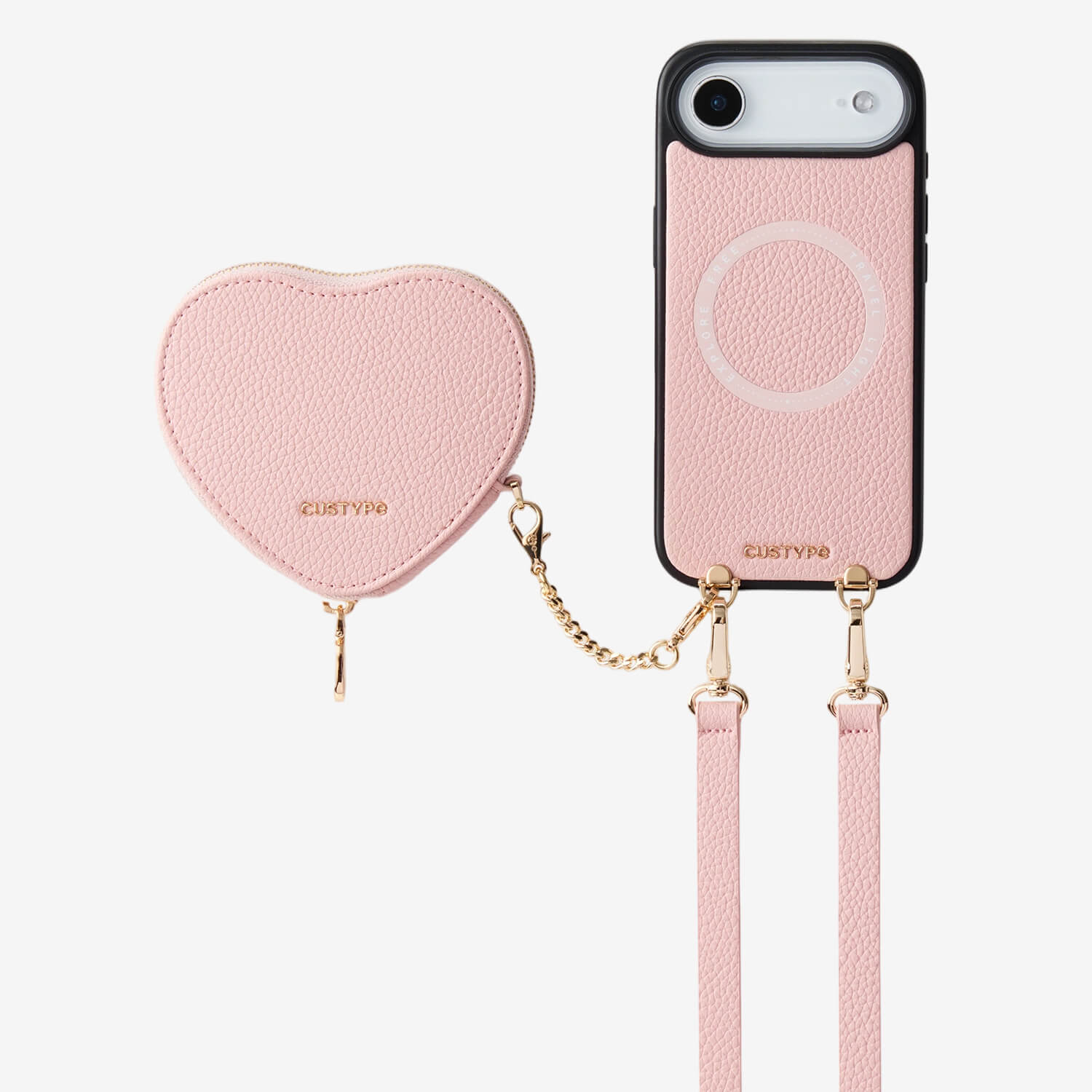 Heart Design Kit- Detachable Wireless Charging Crossbody Wallet Phone Case Pouch Set - iPhone 17 Air