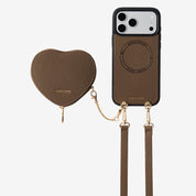 Heart Design Kit- Detachable Wireless Charging Crossbody Wallet Phone Case Pouch Set