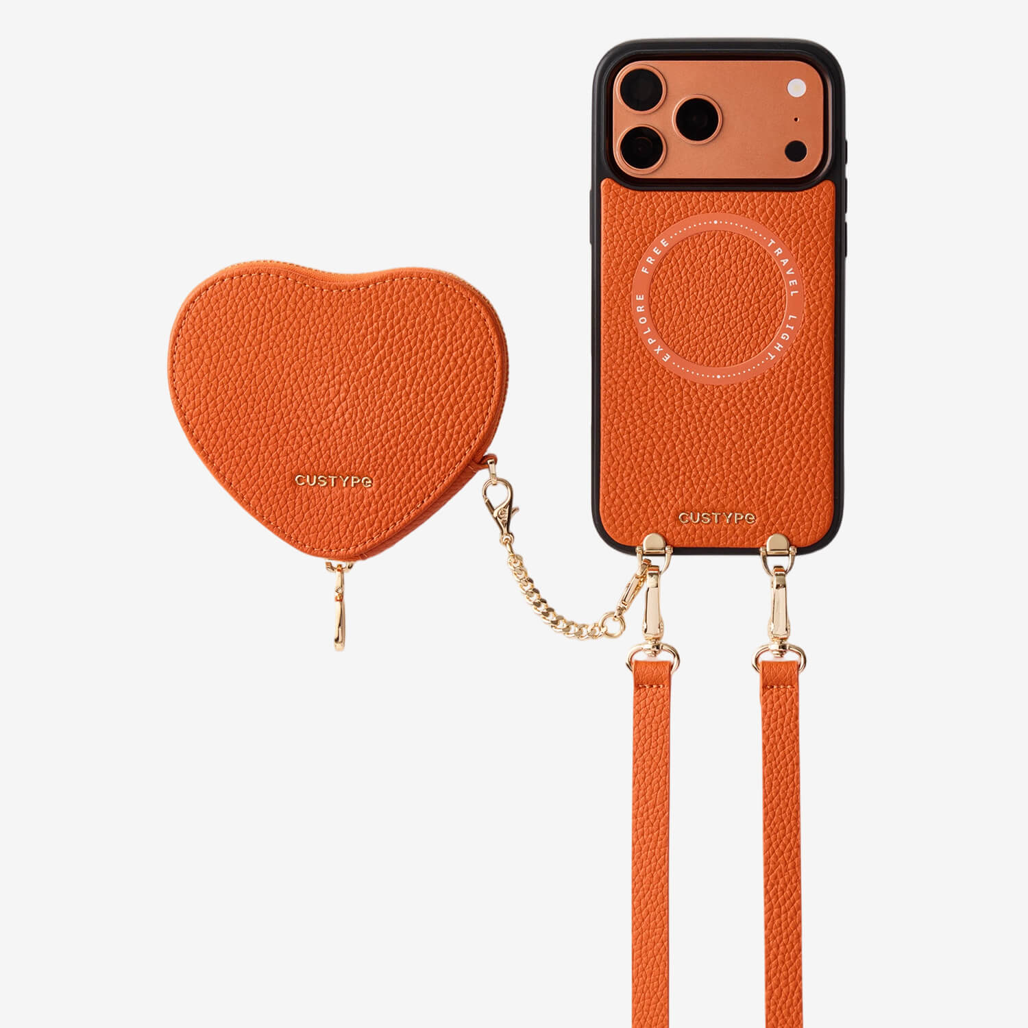 Heart Design Kit- Detachable Wireless Charging Crossbody Wallet Phone Case Pouch Set