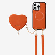 Heart Design Kit- Detachable Wireless Charging Crossbody Wallet Phone Case Pouch Set - iPhone 14 Pro Max