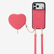 Heart Design Kit- Detachable Wireless Charging Crossbody Wallet Phone Case Pouch Set