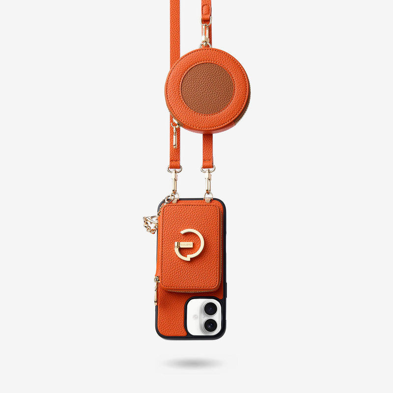 Original Design Set- Detachable Wireless Charging Crossbody Wallet Phone Case Round Pouch Set - iPhone 16 E