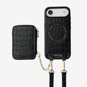 クロコダイルクラフトセット - 取り外し可能なワイヤレス充電クロスボディウォレット電話ケースセット