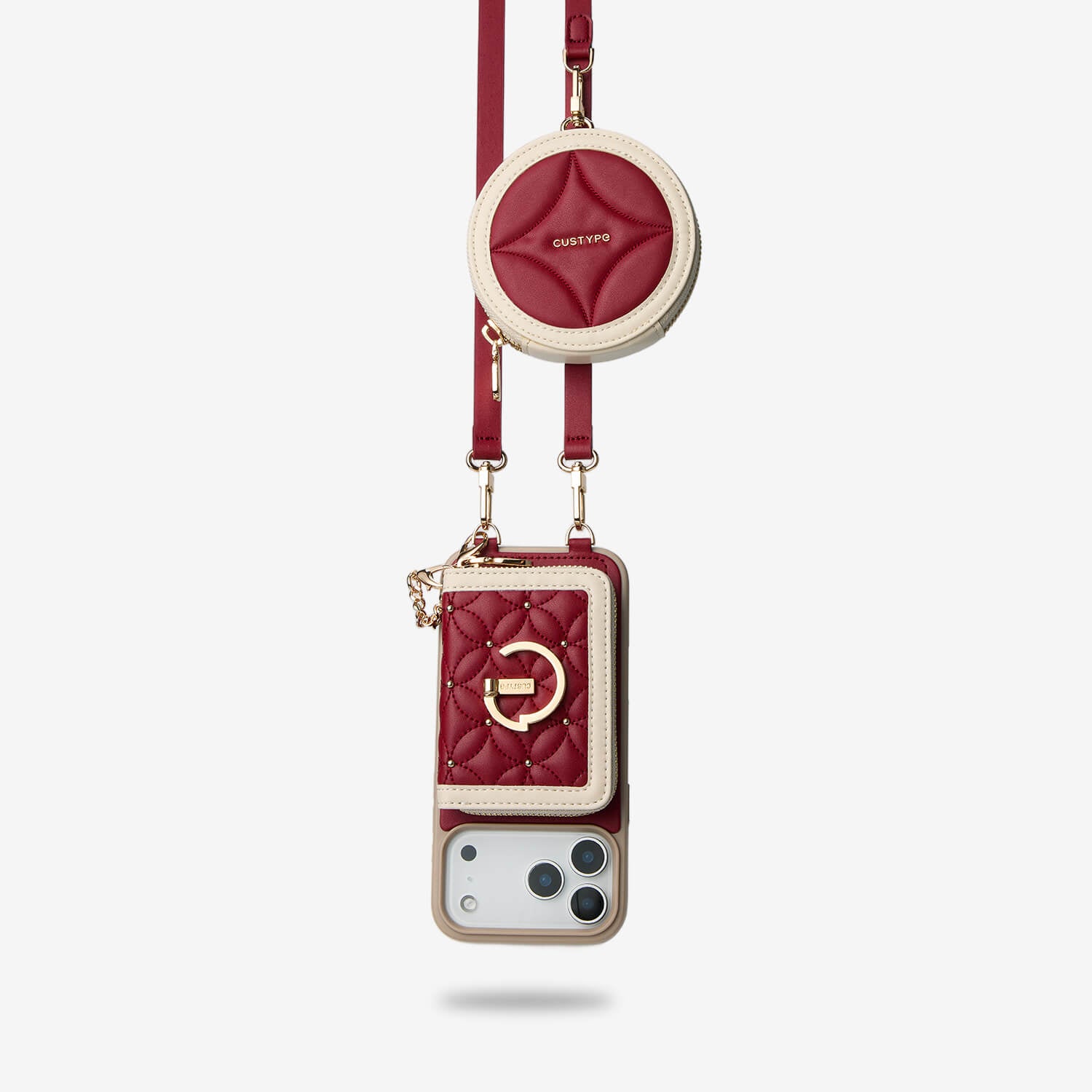 刺繍クラフトセット - 取り外し可能なワイヤレス充電クロスボディウォレット電話ケースラウンドポーチセット