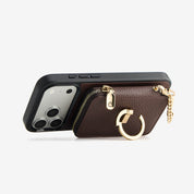 オリジナルデザインセット - 取り外し可能なワイヤレス充電対応クロスボディウォレット型スマホケース＆ラウンドポーチセット