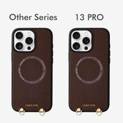 オリジナルデザインセット - 取り外し可能なワイヤレス充電対応クロスボディウォレット型スマホケース＆ラウンドポーチセット