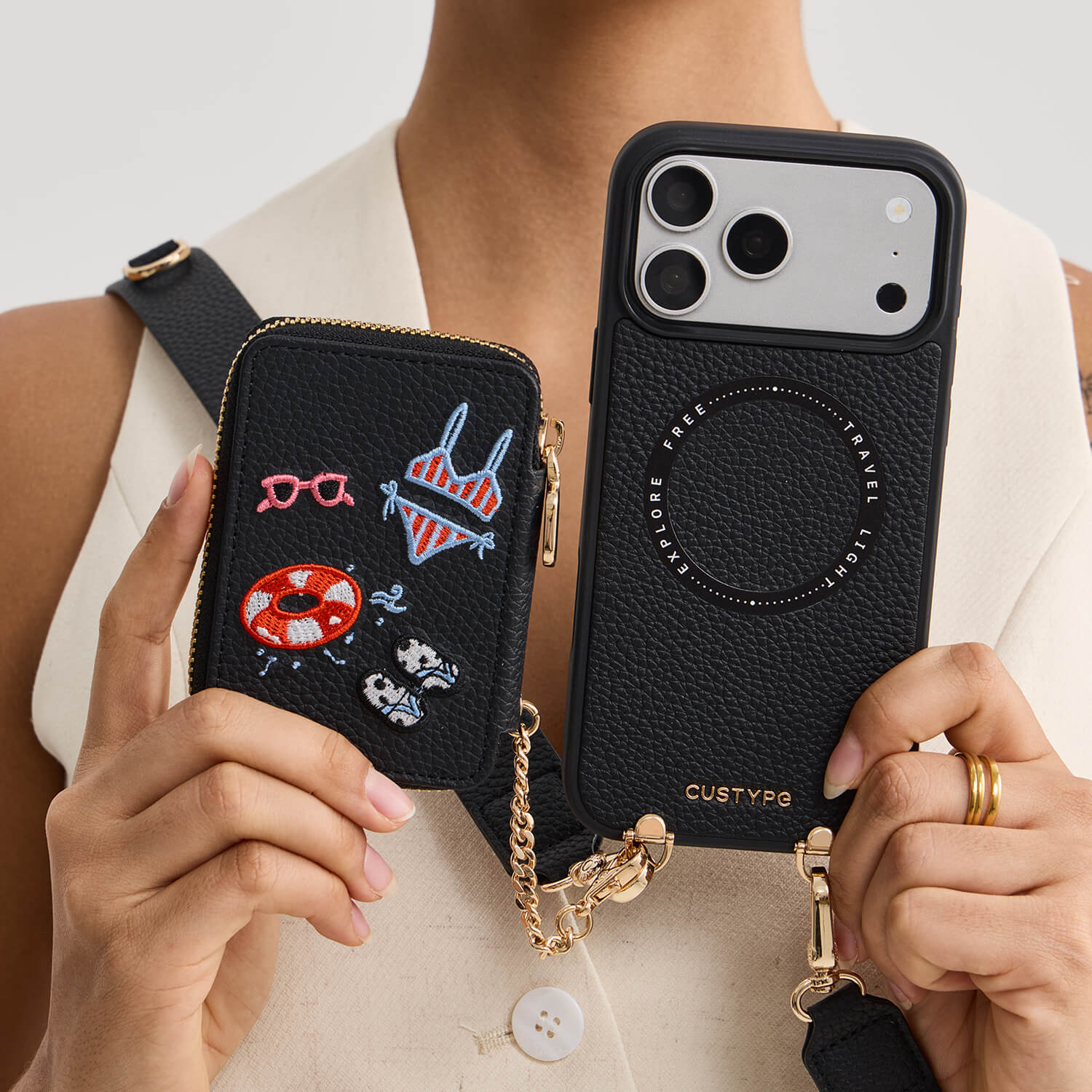 iPhone 14 Pro Max ケース（ウォレット付き）：職人の刺繍と取り外し