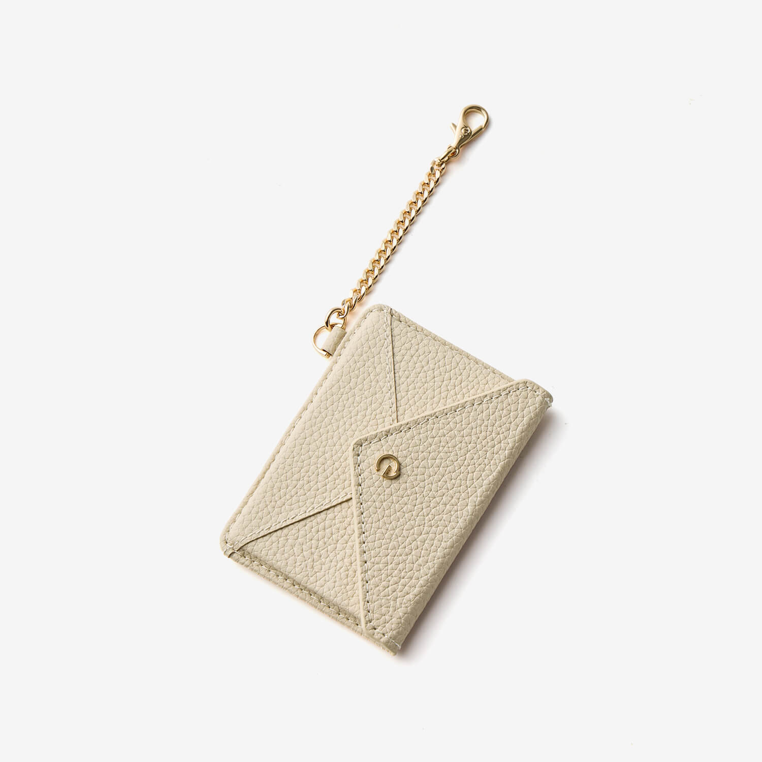 Detachable envelope-inspired leather wallet with chain clip for fashionable everyday organization