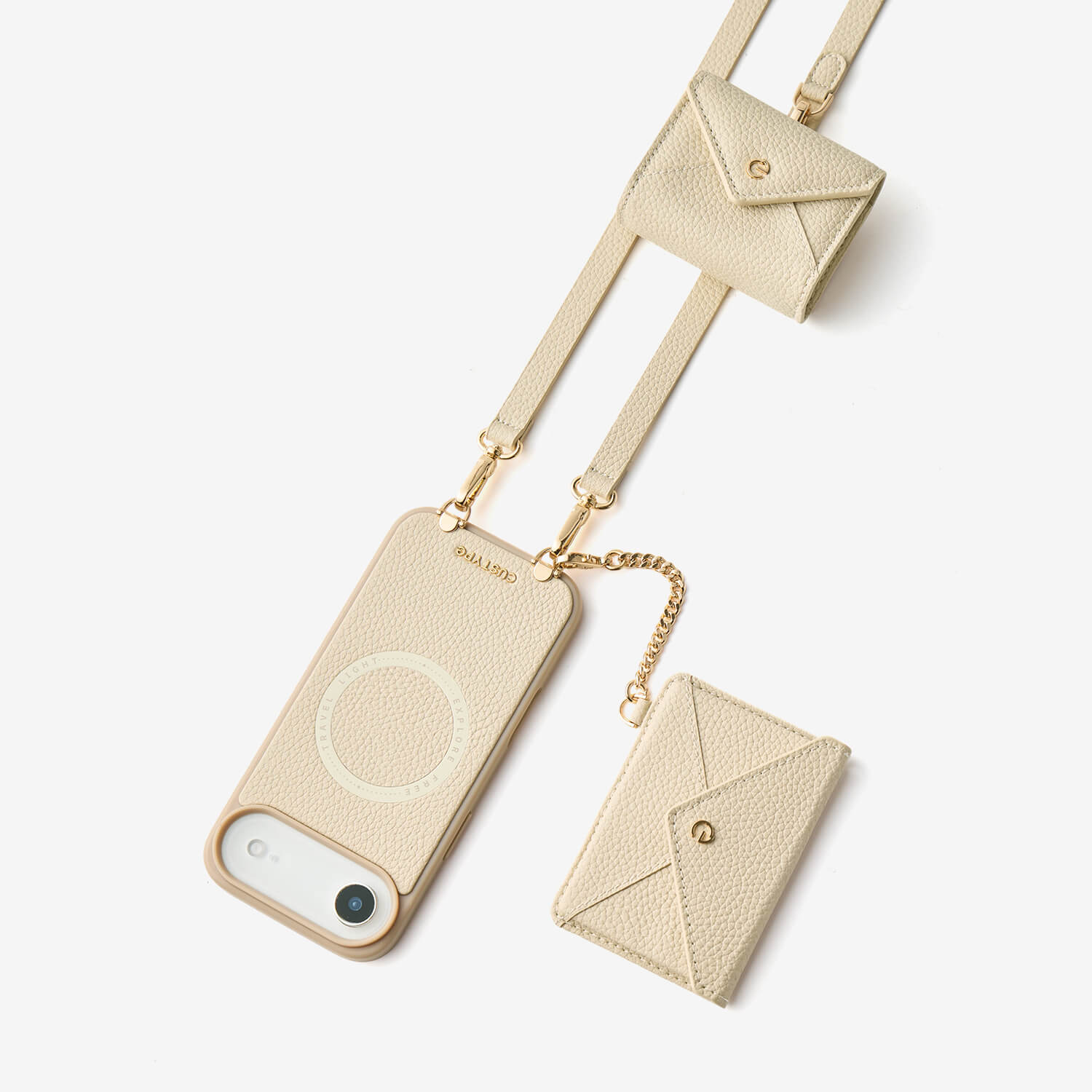 iPhone 17 Air crossbody phone case with envelope wallet, AirPods pouch and hands-free design for daily use