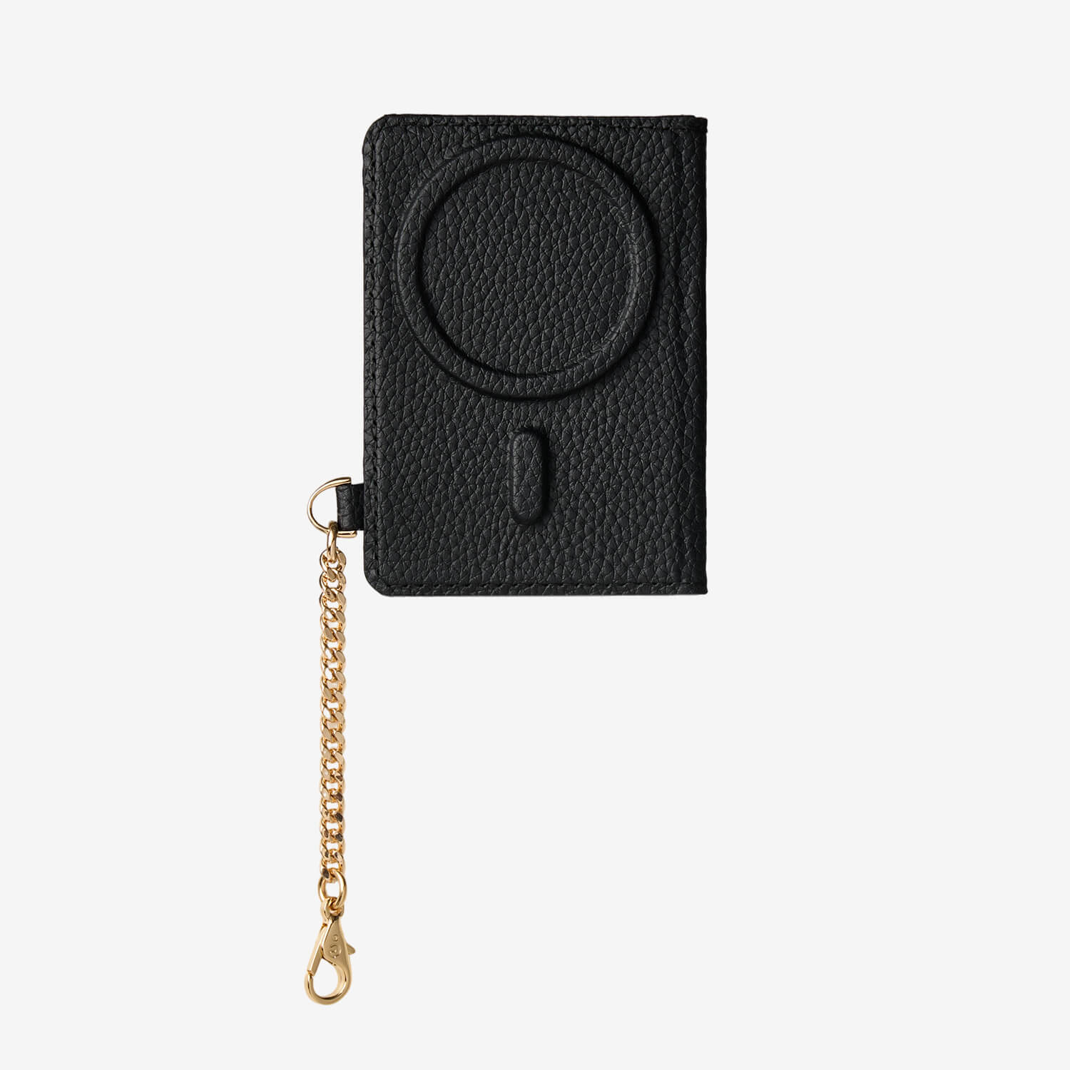 magnetic wallet with leather texture and detachable chain, perfect for cards