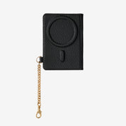 magnetic wallet with leather texture and detachable chain, perfect for cards