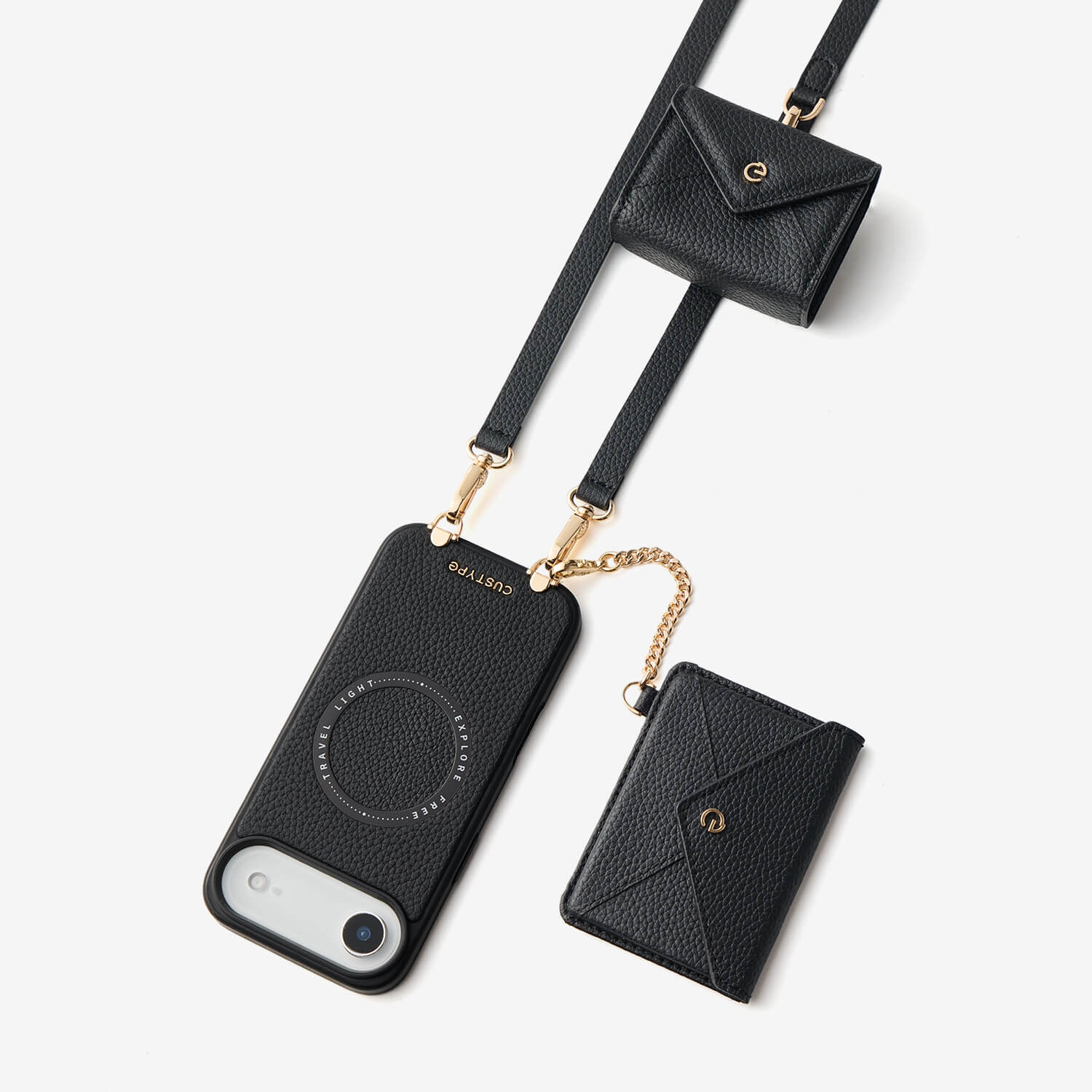 iPhone 17 Air wallet phone case featuring detachable envelope wallet and AirPods pouch for organized essentials