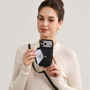 iPhone 17 Pro Max magnetic wallet case with easy-access card storage and crossbody design for hands-free carrying
