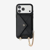 Elegant magsafe black leather iPhone 17 Pro Max case with detachable wallet accessory for everyday use