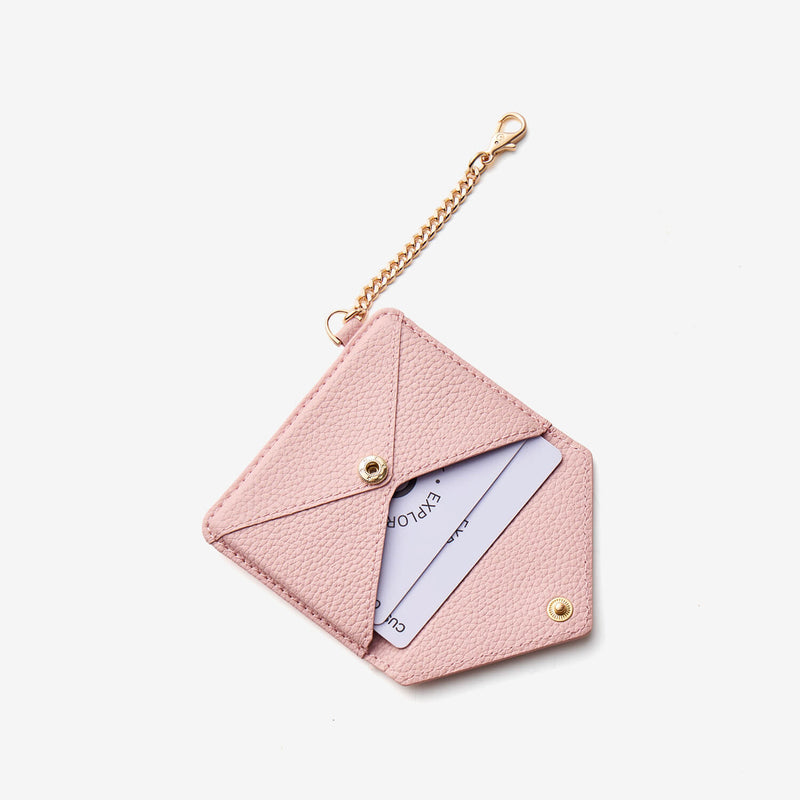 Pink leather wallet pouch with card storage design for commuting, outings and weekend trips