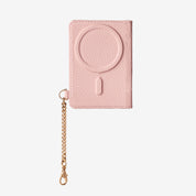 Pink wallet designed to magsafe and carry cards during daily activities