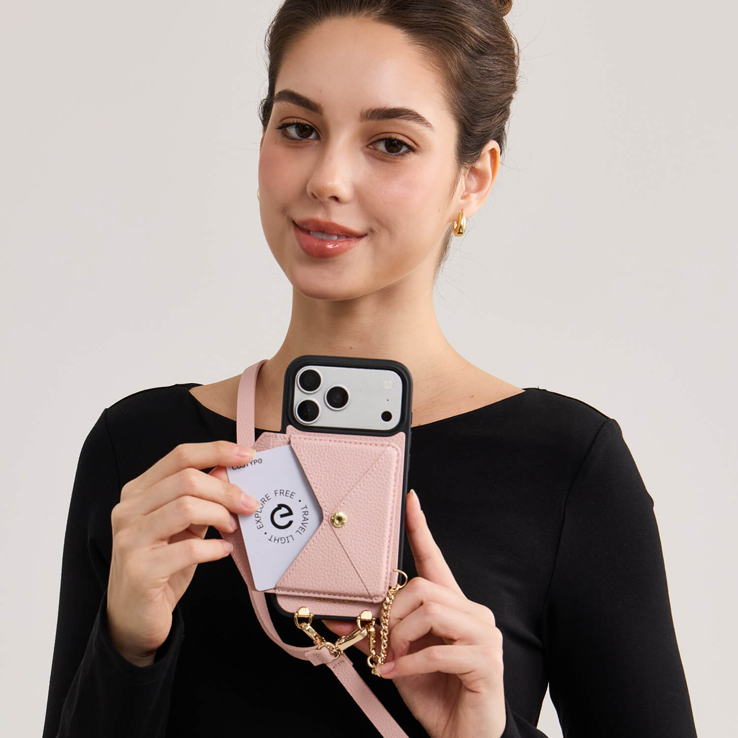 Pink iPhone 17 Pro max MagSafe wallet case with magnetic envelope wallet for quick access to cards on the go