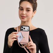 Pink iPhone 17 Pro max MagSafe wallet case with magnetic envelope wallet for quick access to cards on the go