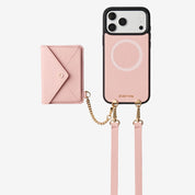 Premium iPhone 18 Pro Max case with envelope wallet design and pink leather finish for travel and commuting