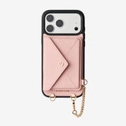 iPhone 18 Pro Max case featuring detachable wallet design and pink leather texture for modern lifestyles