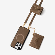 iPhone 16 Pro Max wallet phone case with mocha leather finish and envelope wallet design for everyday convenience