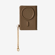 Slim magnetic Mocha leather card wallet accessory designed for commuting, travel and everyday essentials