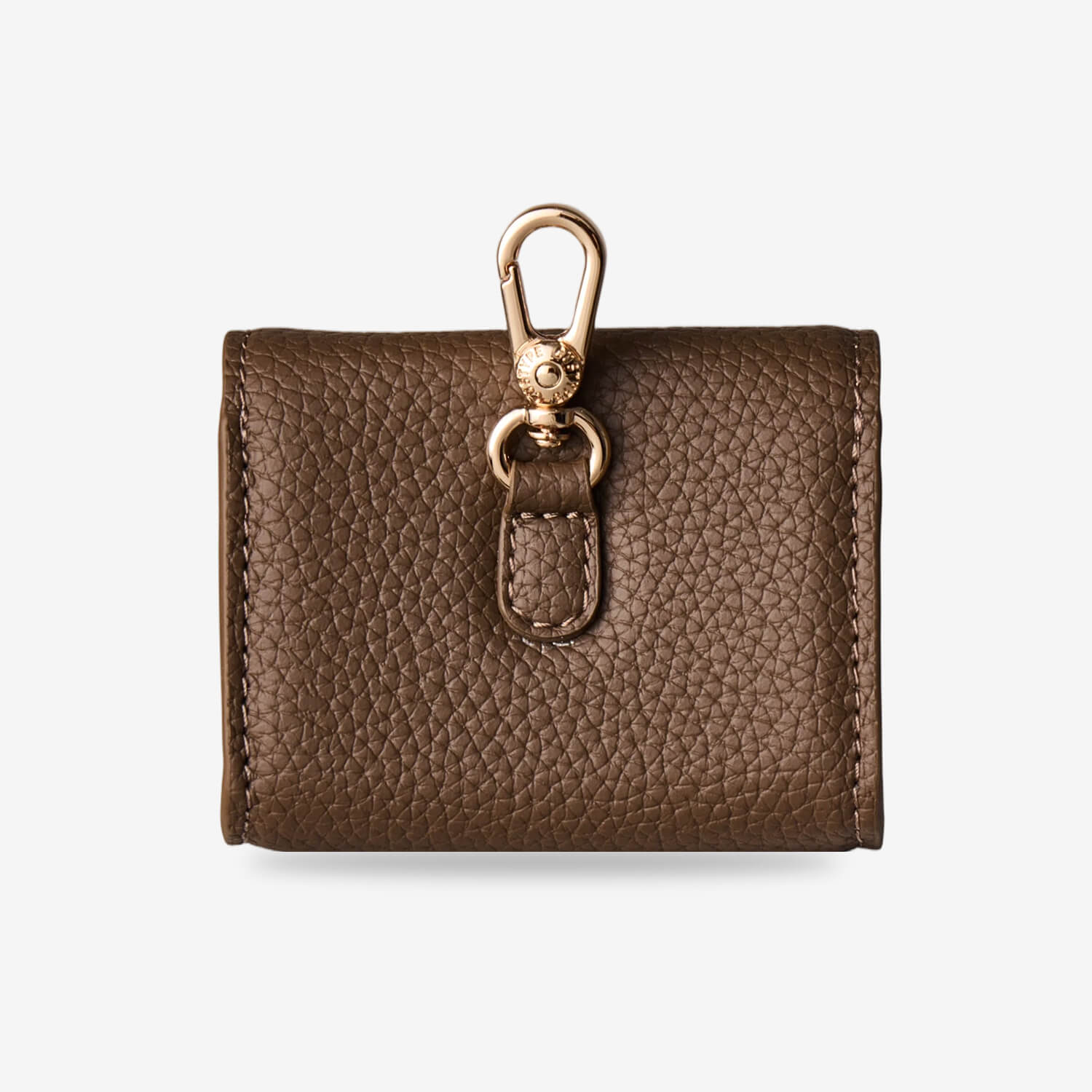 Fashionable Mocha leather pouch designed for wireless earbuds and personal items on the go