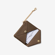 Mocha envelope-inspired card wallet designed for carrying cards during daily activities and outings