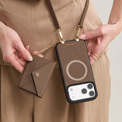 mocha iPhone 18 Pro Max case with detachable MagSafe wallet for busy everyday lifestyles