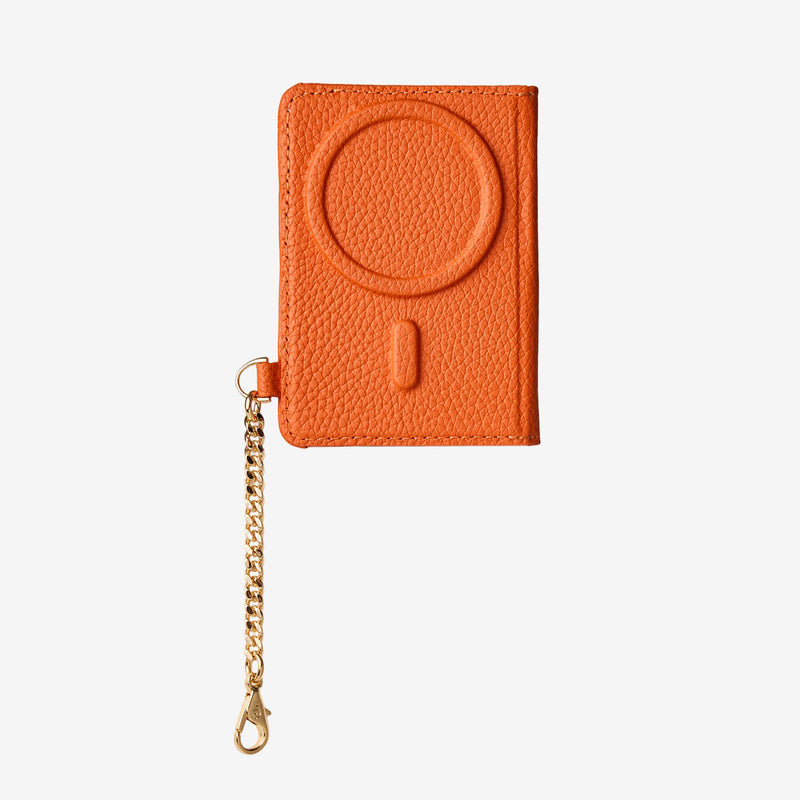 orange magnetic card holder wallet