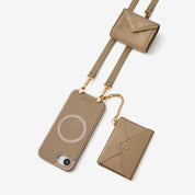 iPhone 17 E MagSafe compatible case with detachable envelope wallet and mini pouch for commuting and travel