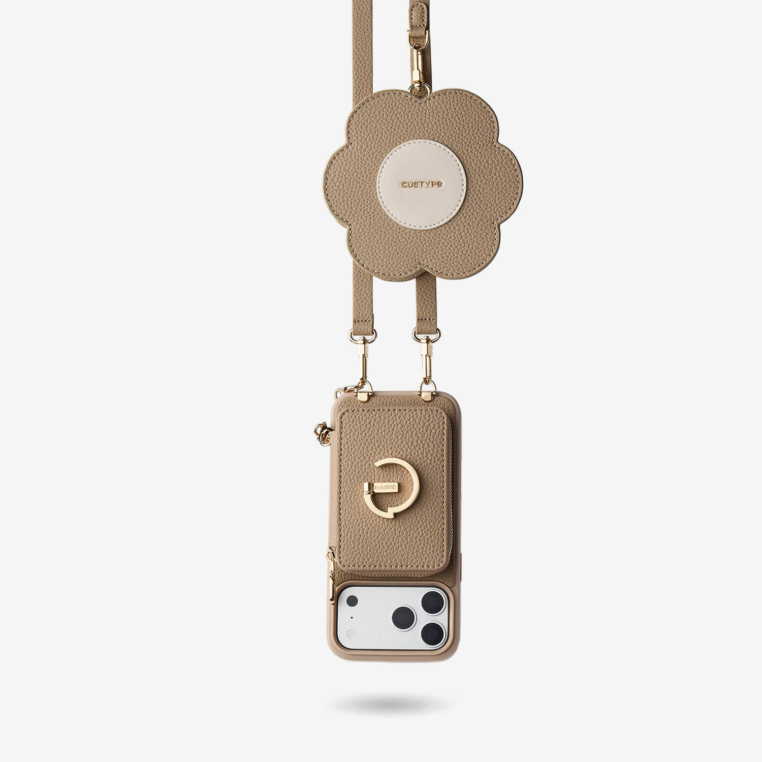 フラワー・ジッパー AirPods ケース｜レザー フローラル ミニポーチ