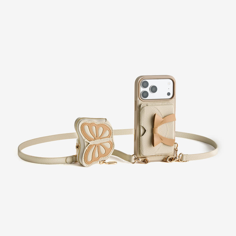 Flutter Flow- Crossbody Wallet Case with Butterfly AirPods Pouch & MagSafe