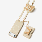 Flutter Flow- Crossbody Wallet Case with Butterfly AirPods Pouch & MagSafe
