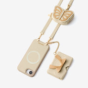 Flutter Flow- Crossbody Wallet Case with Butterfly AirPods Pouch & MagSafe