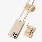 Flutter Flow- Crossbody Wallet Case with Butterfly AirPods Pouch & MagSafe