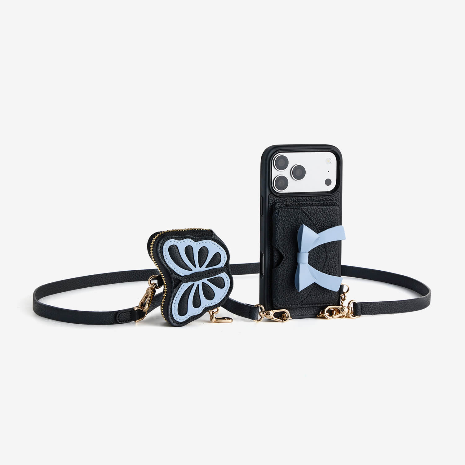 Flutter Flow- Crossbody Wallet Case with Butterfly AirPods Pouch & MagSafe