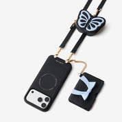 Flutter Flow- Crossbody Wallet Case with Butterfly AirPods Pouch & MagSafe