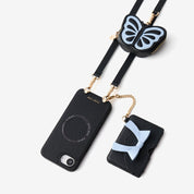 Flutter Flow- Crossbody Wallet Case with Butterfly AirPods Pouch & MagSafe