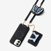 Flutter Flow- Crossbody Wallet Case with Butterfly AirPods Pouch & MagSafe