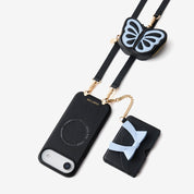 Flutter Flow- Crossbody Wallet Case with Butterfly AirPods Pouch & MagSafe