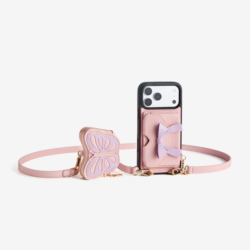 Flutter Flow- Crossbody Wallet Case with Butterfly AirPods Pouch & MagSafe