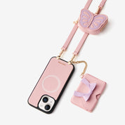 Flutter Flow- Crossbody Wallet Case with Butterfly AirPods Pouch & MagSafe