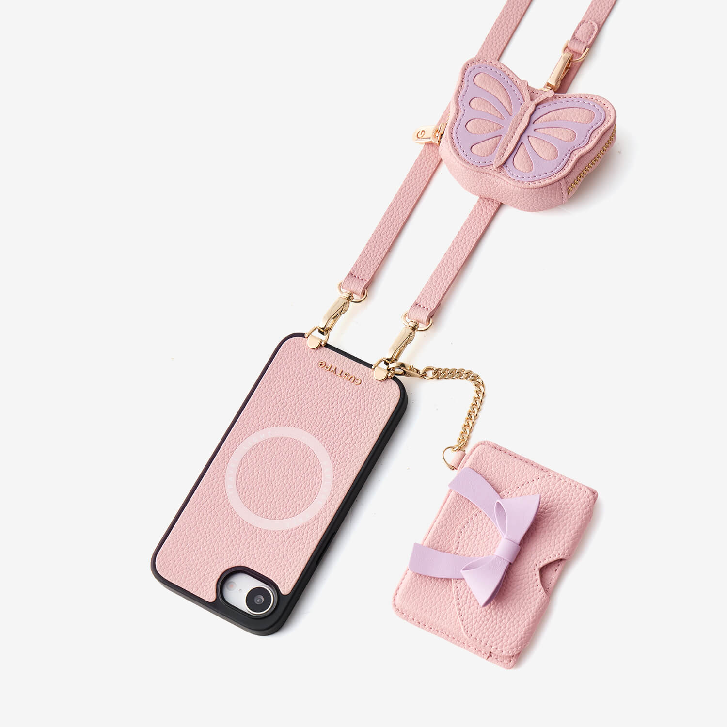 Flutter Flow- Crossbody Wallet Case with Butterfly AirPods Pouch & MagSafe