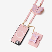Flutter Flow- Crossbody Wallet Case with Butterfly AirPods Pouch & MagSafe