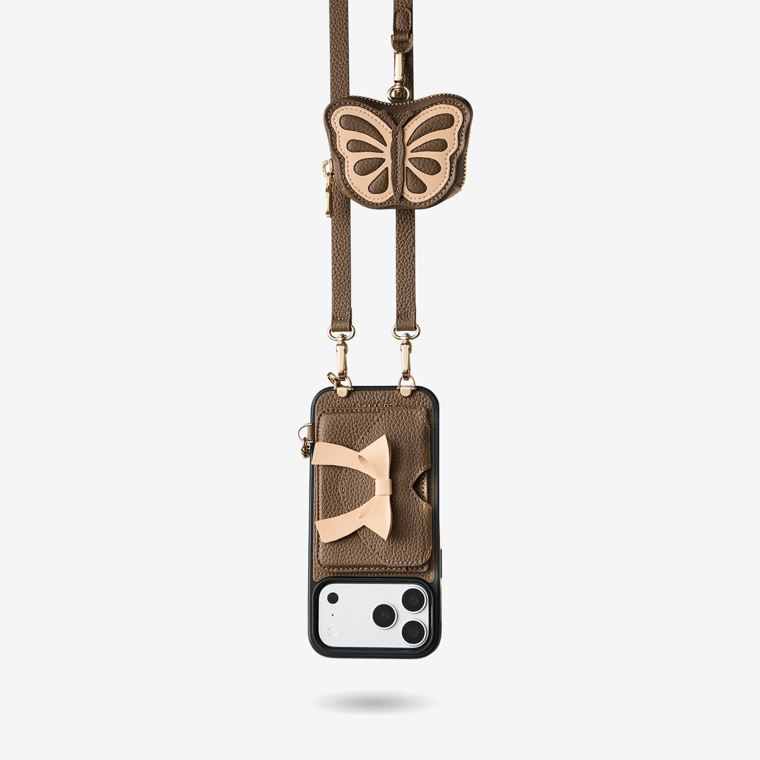 Flutter Flow- Crossbody Wallet Case with Butterfly AirPods Pouch & MagSafe
